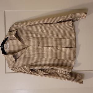 Calvin Klein Plaid V-neck Button Up